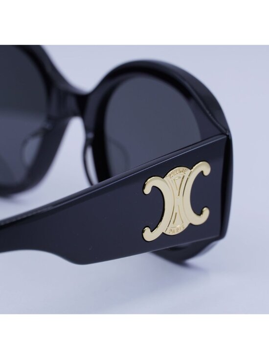 Celine CL40305U 01A Sunglasses Shiny Black Round Frame, Grey Lenses main image 6